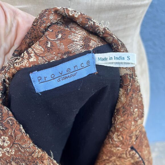 Vintage Floral Quilted Jacket Small Gold floral blazer - Picture 6 of 10